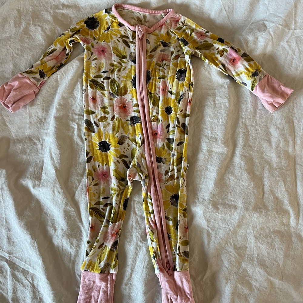 Floral Pink and Yellow Kids One Piece